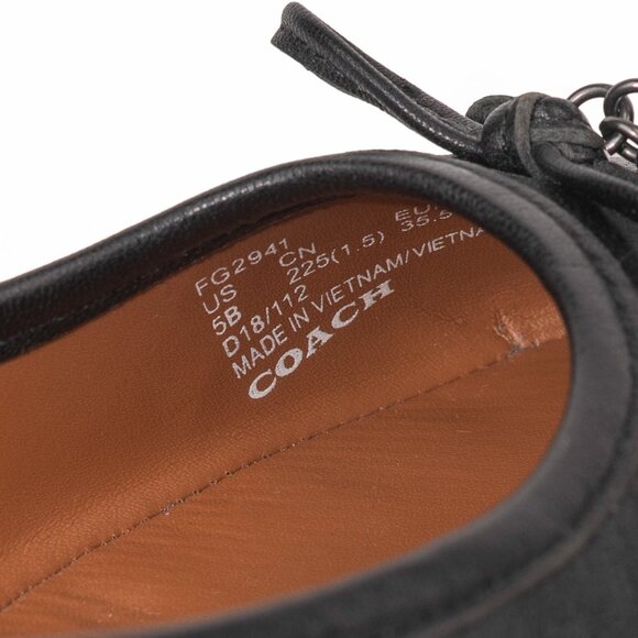 COACH Benni Leather Bow Ballet Flats With Charms in Black FG2941 Size 5B EU 35.5 - Picture 8 of 8